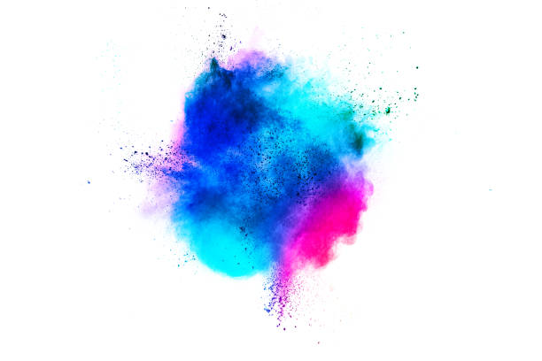 istock Multicolored powder explosion on white background. Launched colourful dust particles splashing. 1134706977