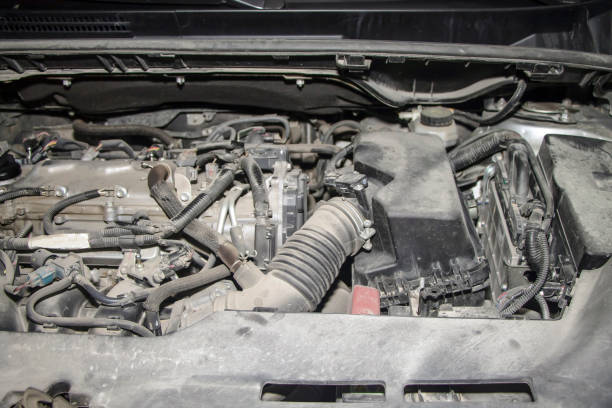 istock The engine of the modern car in dust. 1134707209