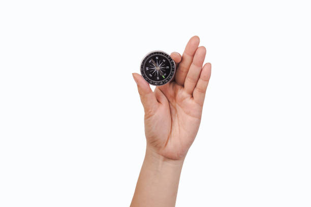 istock Old Vintage compass in hand for travel navigation . 1134707782