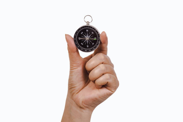 istock Old Vintage compass in hand for travel navigation . 1134707785