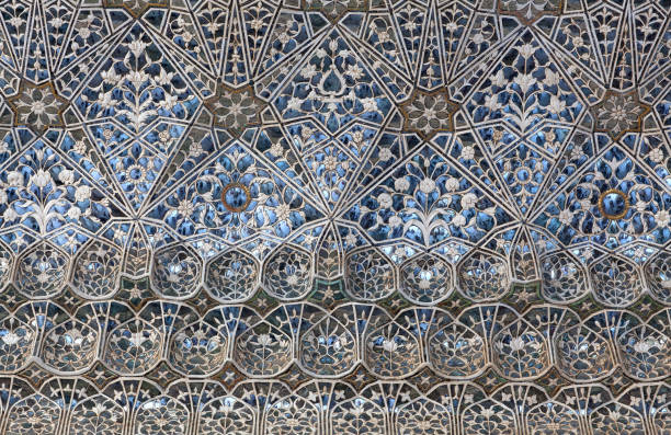 Mirrored mosaic made of small mirror fragments at Amber Fort