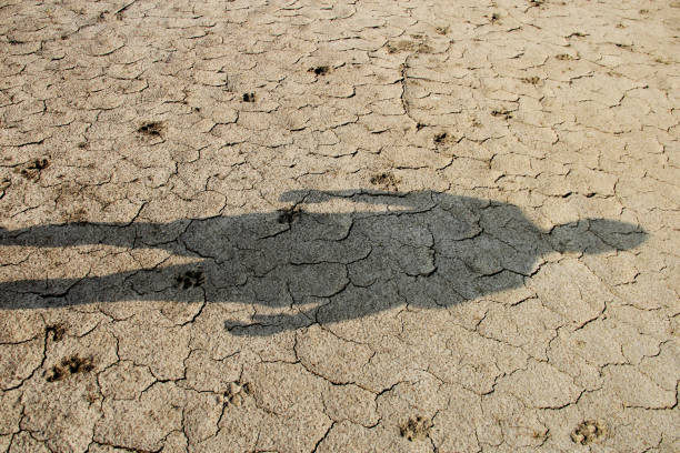 La tierra agrietada y el clima de sequía mostrando el cambio climático del mundo - foto de stock