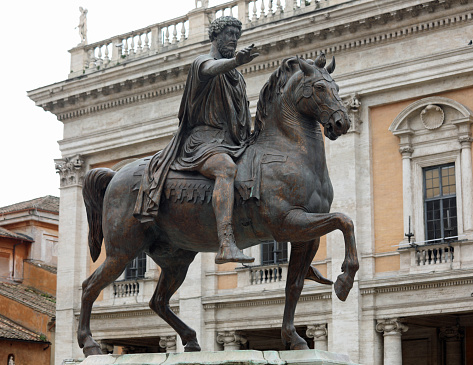 Equestrian Statue of Marcus Aurelius is an ancient Roman statue in the Capitoline Hill in Rome Italy