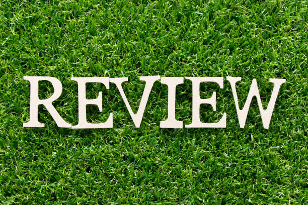 istock Wood alphabet in word review on artificial green grass background 1134718351