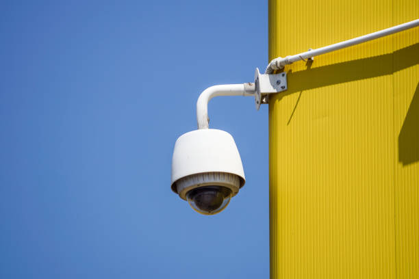 istock closed circuit television, Hidden secure camera in a glass cover. Analog, IP Camera. isolate on e sky 1134722165