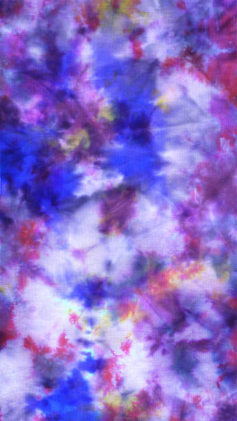 istock Abstract hand painted  blue fabric background with irregular colorful spots 1134724297