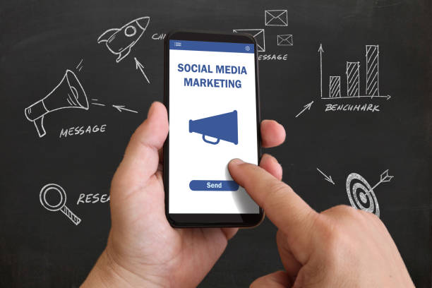 istock Social media marketing network communication mobile phone app 1134725862