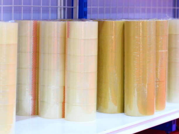 istock Many rolls sticky tape on shelf 1134726593