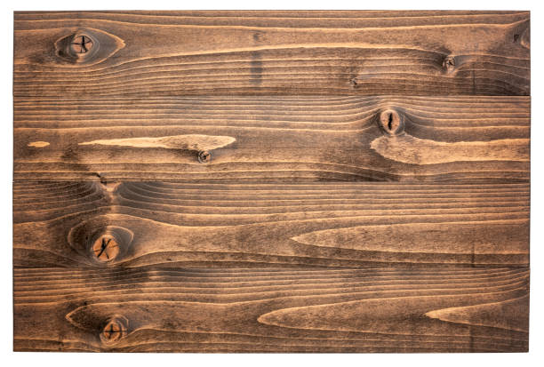 stained wooden board sign isolated on white
