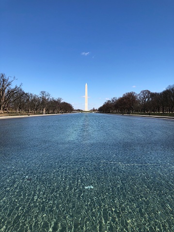 View of the Washington Monument across the water.