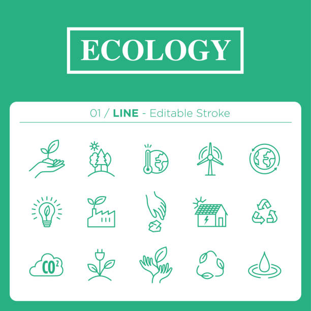 ilustrações de stock, clip art, desenhos animados e ícones de set of ecology icons in line - greenhouse house built structure green