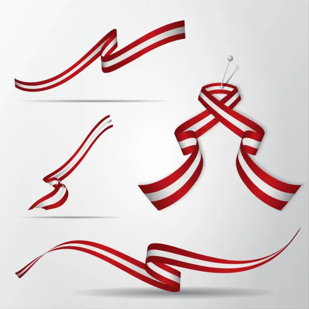Vector illustration of Flag of Austria. Austrian ribbons set. Vector illustration.