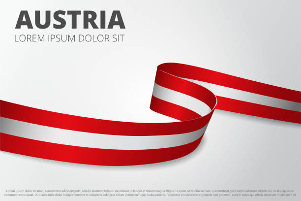 오스트리아 배경의 국기입니다. 오스트리아 리본. 카드 레이아웃 디자인입니다. 벡터 일러스트입니다. - austria flag europe national flag stock illustrations