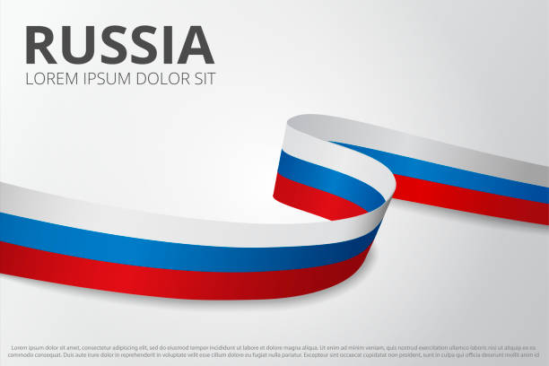 istock Flag of Russia background. Russian ribbon. Card layout design. Vector illustration. 1134750937