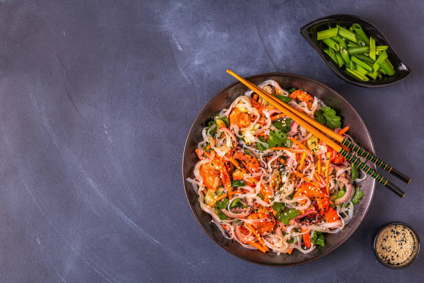 istock Asian salad with rice noodles, shrimp and vegetables 1134751068