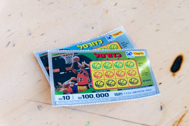 Eilat, Israel - February 9, 2019: Israeli lottery scratch card.