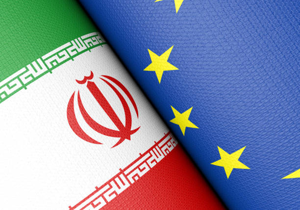 istock Iranian And European Union Flag Pair 1134752176
