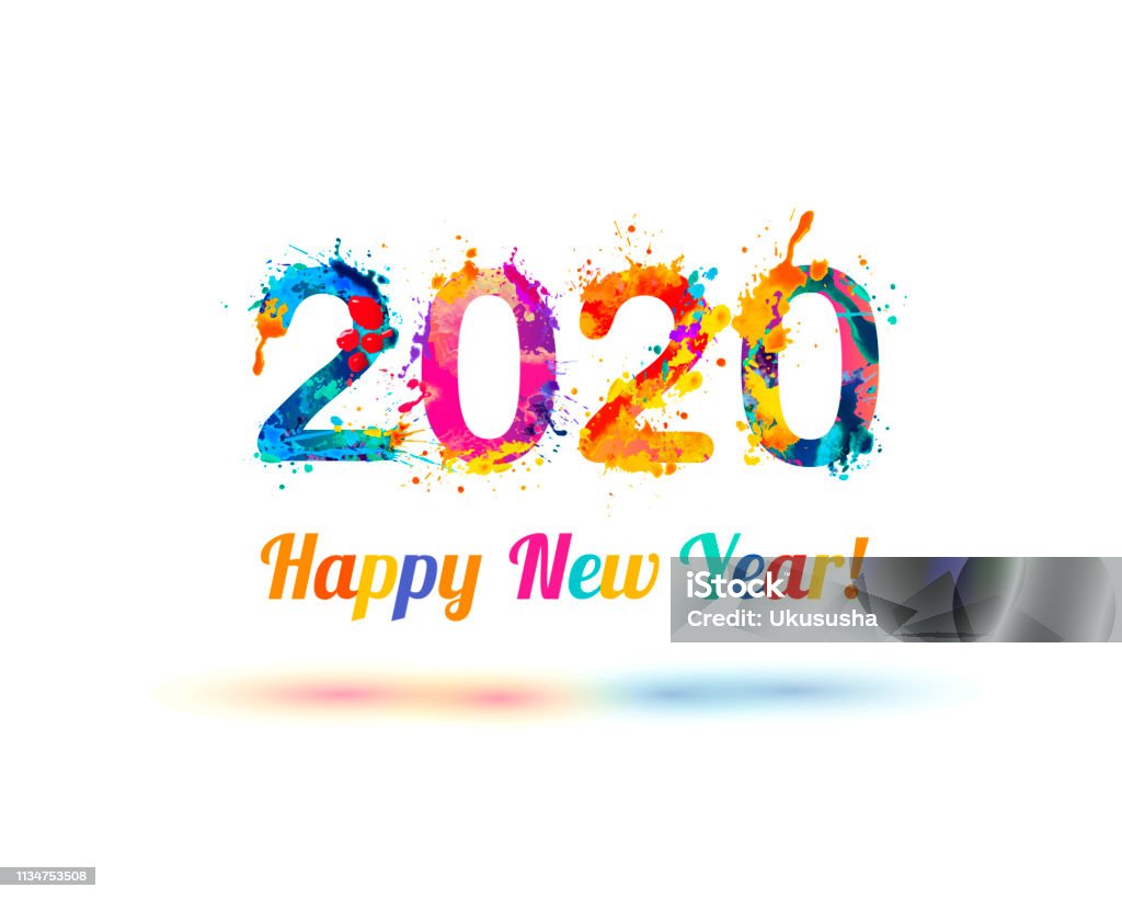 Bonne année 2020 carte de félicitation - clipart vectoriel de 2020 libre de droits