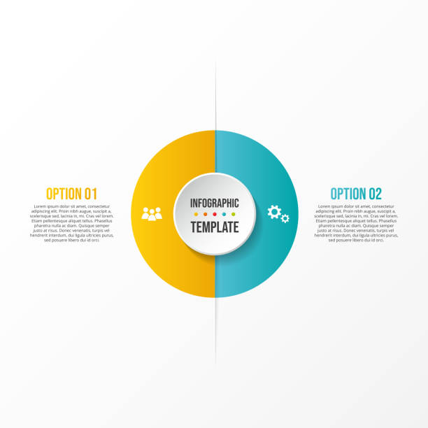 ilustrações, clipart, desenhos animados e ícones de molde infográfico da companhia com ícones do negócio. vetor - two objects