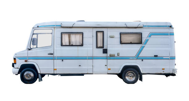 istock Isolated Vintage Grungy Campervan On White 1134760212