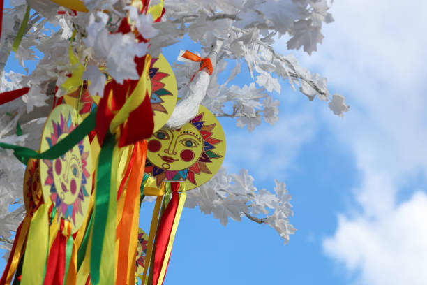 istock Shrovetide decorations in Moscow, russian Maslenitsa 1134760591