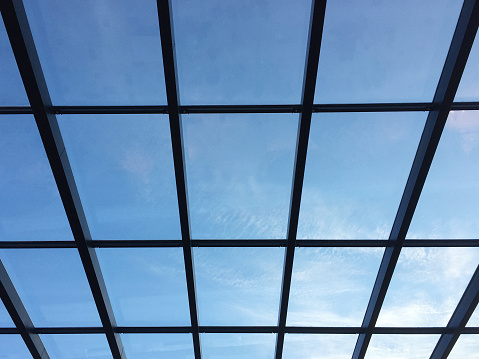 Glass ceiling with skylight