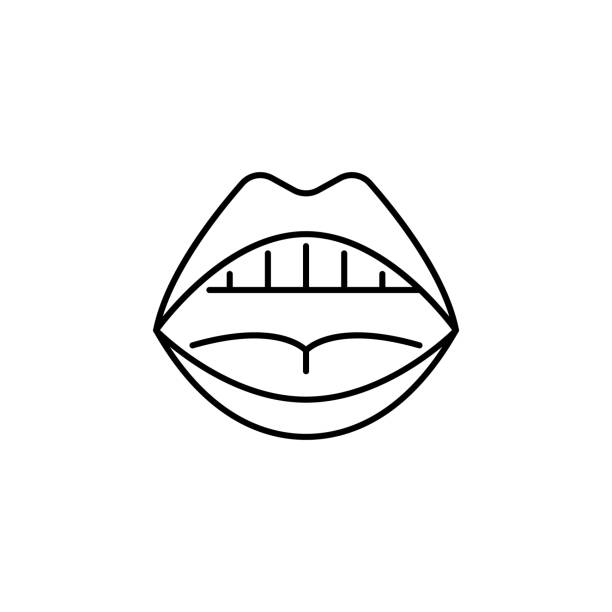 illustrazioni stock, clip art, cartoni animati e icone di tendenza di icona a profilo aperto bocca d'organo umano. segni e simboli possono essere utilizzati per web, logo, app mobile, interfaccia utente, ux - open mouth