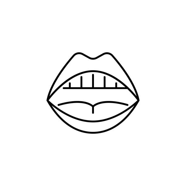 ilustrações, clipart, desenhos animados e ícones de ícone aberto do esboço da boca do órgão humano. sinais e símbolos podem ser usados para web, logotipo, aplicativo móvel, interface do usuário, ux - animal tongue illustrations