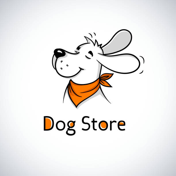 Happy dog in bandana. Cute cartoon mascots. For pet shop, veterinary Smiling dog in vector happy dog stock illustrations