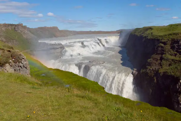 gullfoss waterfall in Iceland on summer