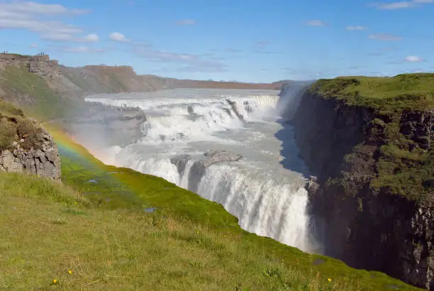 gullfoss waterfall in Iceland on summer