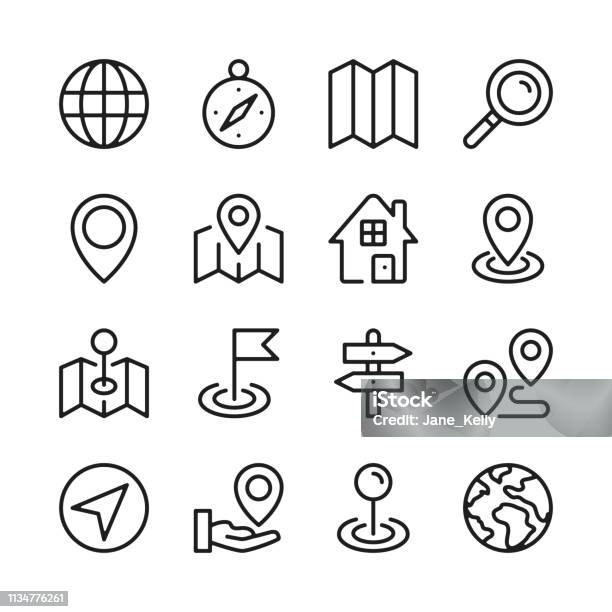 Route And Navigation Line Icons Set Map Way Path Location Modern Graphic Design Concepts Simple Outline Elements Collection Vector Line Icons Stock Illustration - Download Image Now