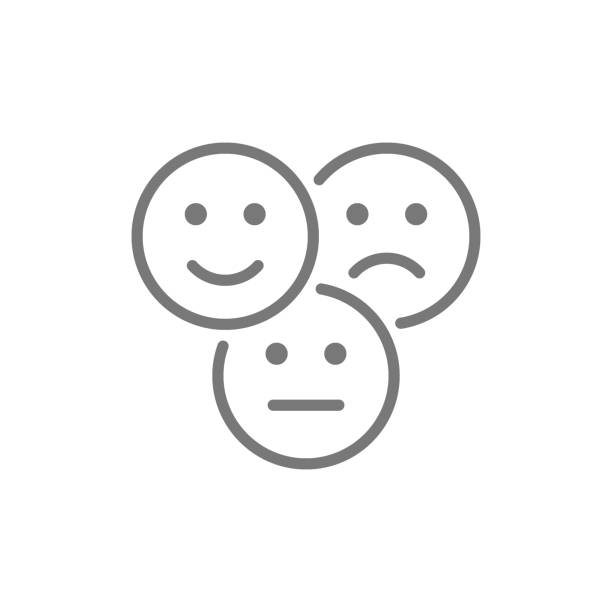vector feedback-emoticons, positive, negative und neutrale gesichter line-icon. - emotion stock-grafiken, -clipart, -cartoons und -symbole