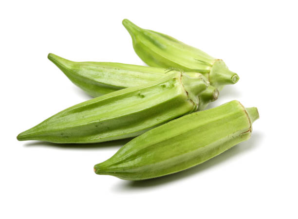 istock Fresh young okra isolated on white background 1134783187