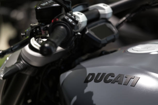 berlin, berlin/germany - 22 12 18: ducati motorcycle close up in in berlin germany