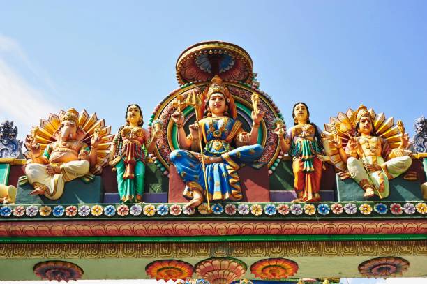 Goddess Kali Picture taken at Sri Ruthra Kaliamman Temple in Singapore kali statue stock pictures, royalty-free photos & images