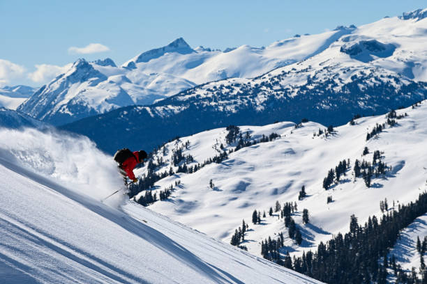 istock Skiing fresh powder in the mountains 1134803890