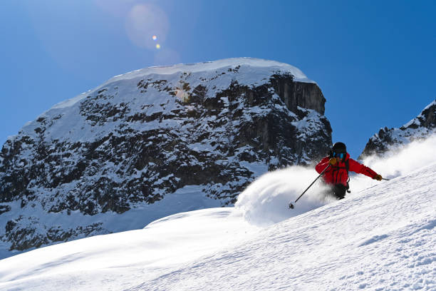 istock Skiing fresh powder in the mountains 1134803897