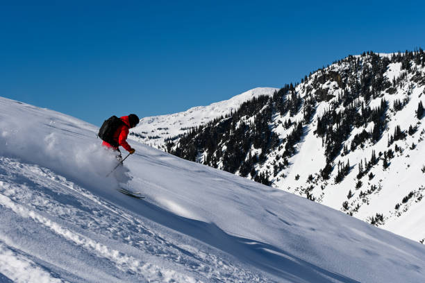 istock Skiing fresh powder in the mountains 1134803927