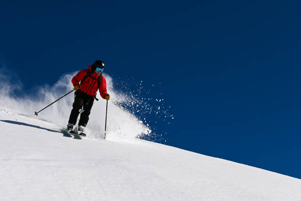 istock Skiing fresh powder in the mountains 1134803929