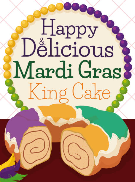 illustrations, cliparts, dessins animés et icônes de gâteau du roi, plumes et collier coloré pour célébrer le mardi gras - galette des rois