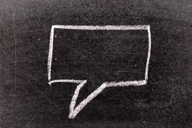 istock White chalk hand drawing in bubble speech shape with blank space for add text on black board background 1134814098