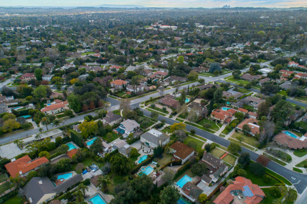 istock American Upper Class Neighborhood - Aerial View 1134818532
