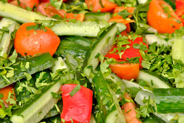 istock Vegetable salad of tomatoes and cucumbers 1134820194