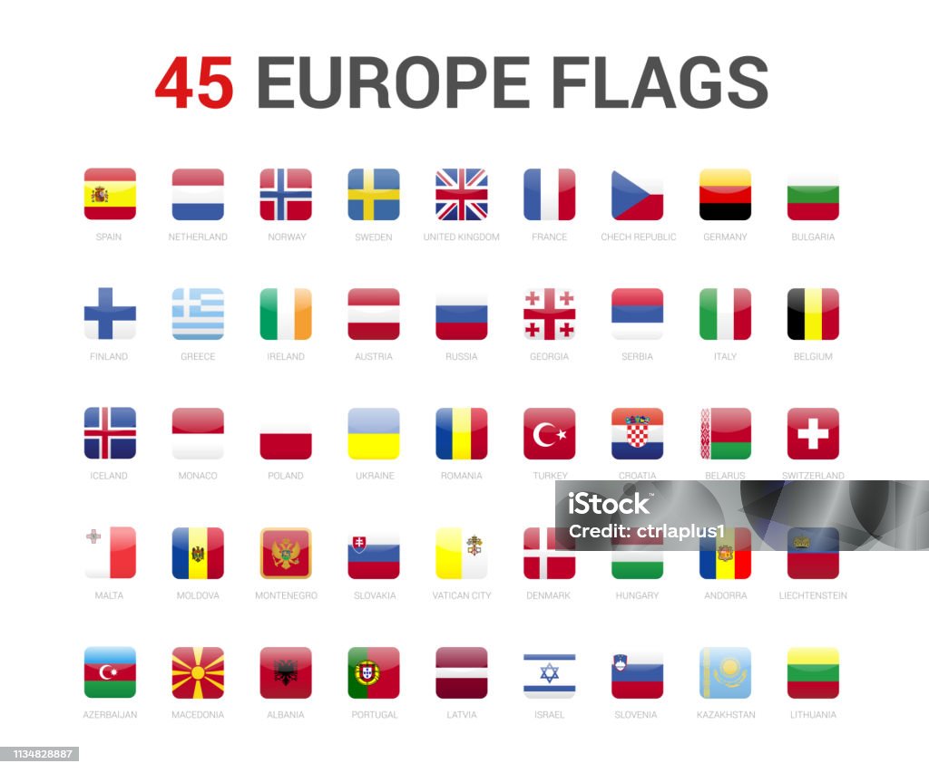 Vetores de Bandeiras De Europa Do País 45 Bandeira Quadrada