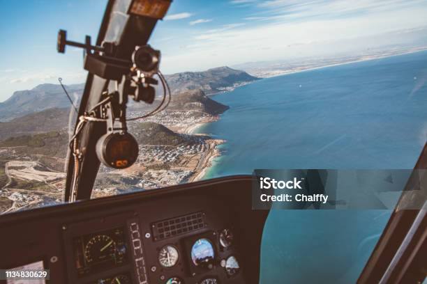 Helicopter Flight In Cape Peninsula Stock Photo - Download Image Now - Helicopter, Cape Town, Inside Of