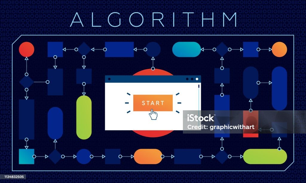 Colourful Vector Illustration Of The Algorithmic Solution Stock ...