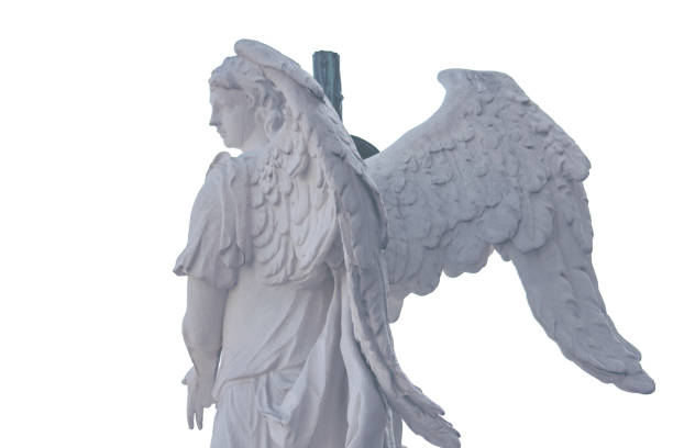 istock Greek angel statue isolated on white 1134833175