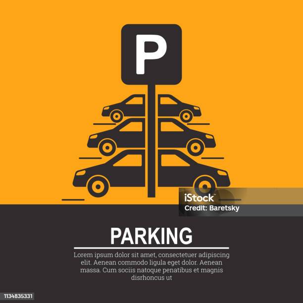 Car Sign Background Abstract Background With Cars And Road Sign Stock Illustration ...
