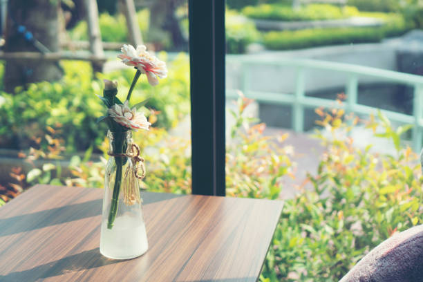 Flower vase decorated in a restaurant